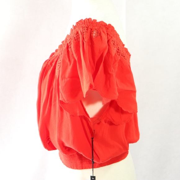 ASTR the Label Coral Off-the-Shoulder Blouse Large - Picture 5 of 8